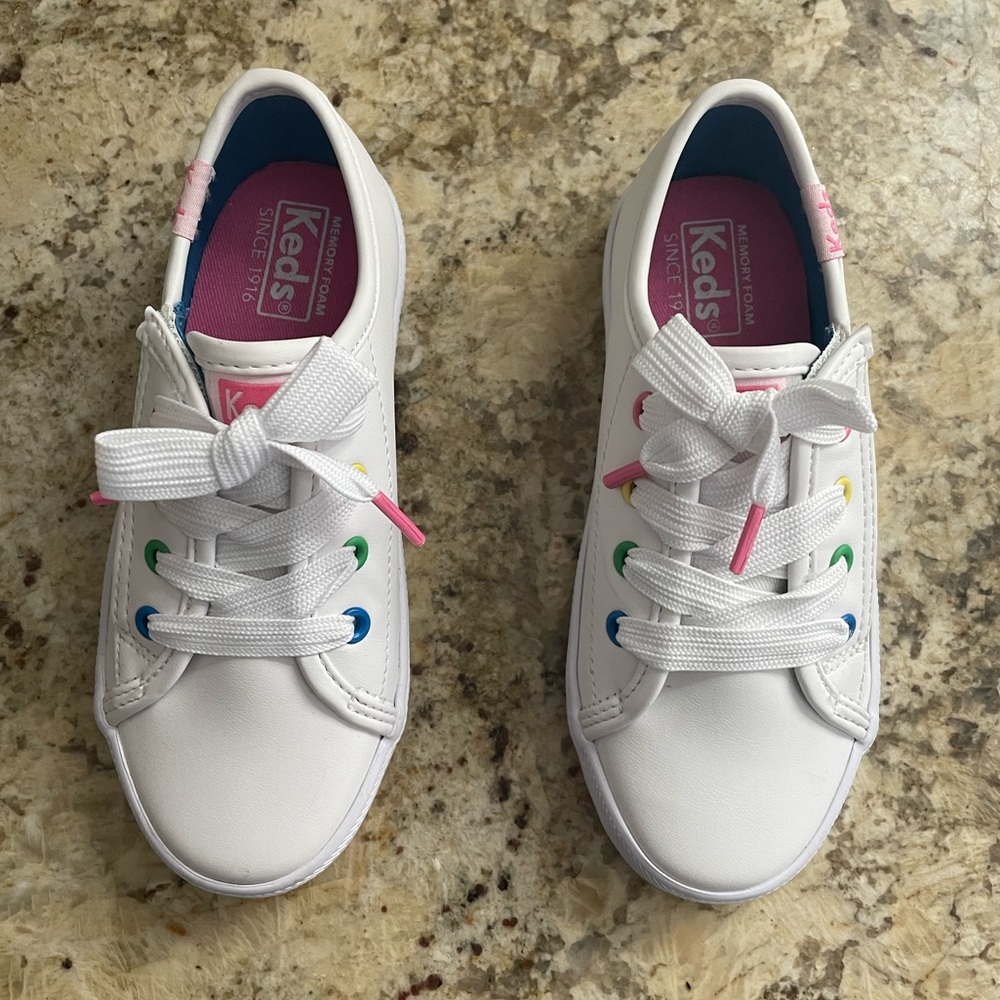 White Leather-Like Keds